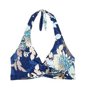 Jets Australia By Jessika Allen Floral Halter Bikini Top & Navy Bottom Sz 16 Set